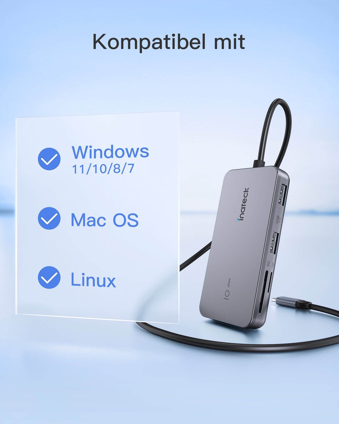 Inateck Laptop-Dockingstation 7 in 1 USB C Hub, 4 K HDMI, USB 3.2 Gen 2