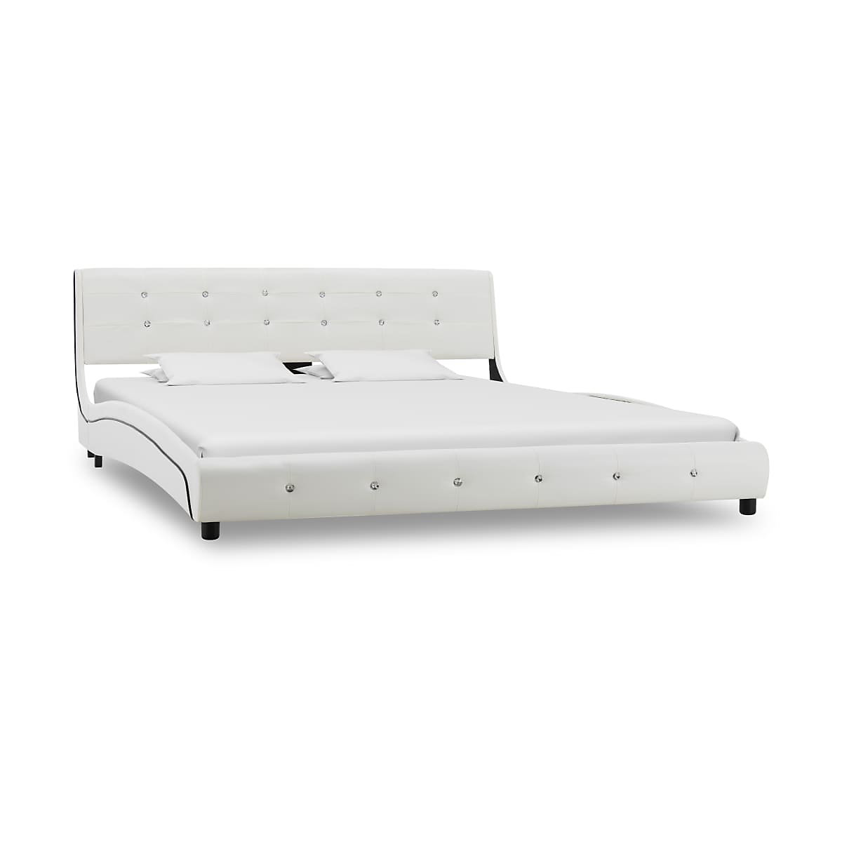 Bett mit Matratze Schwarz Kunstleder 140 x 200 cm Bett
