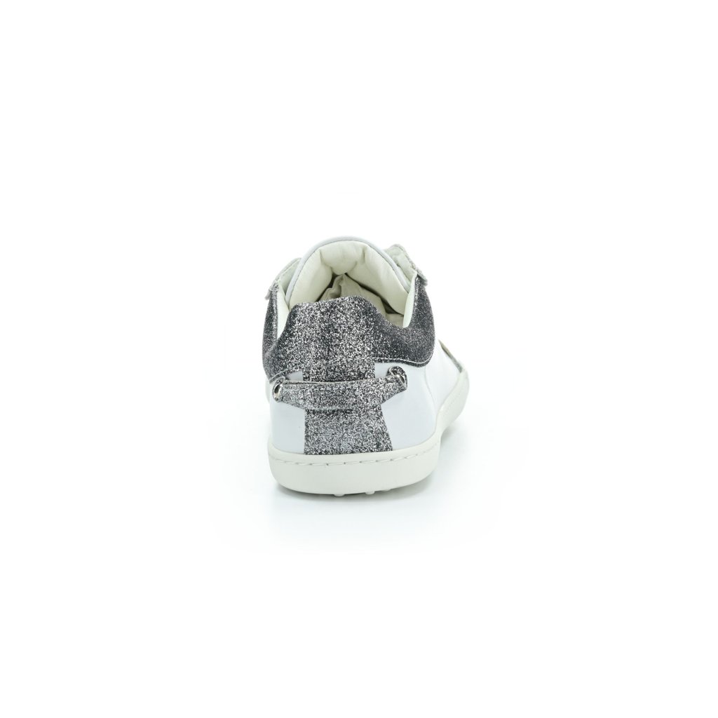Shapen Feelin Chic White Glitter Leather Barfuß-Halbschuhe