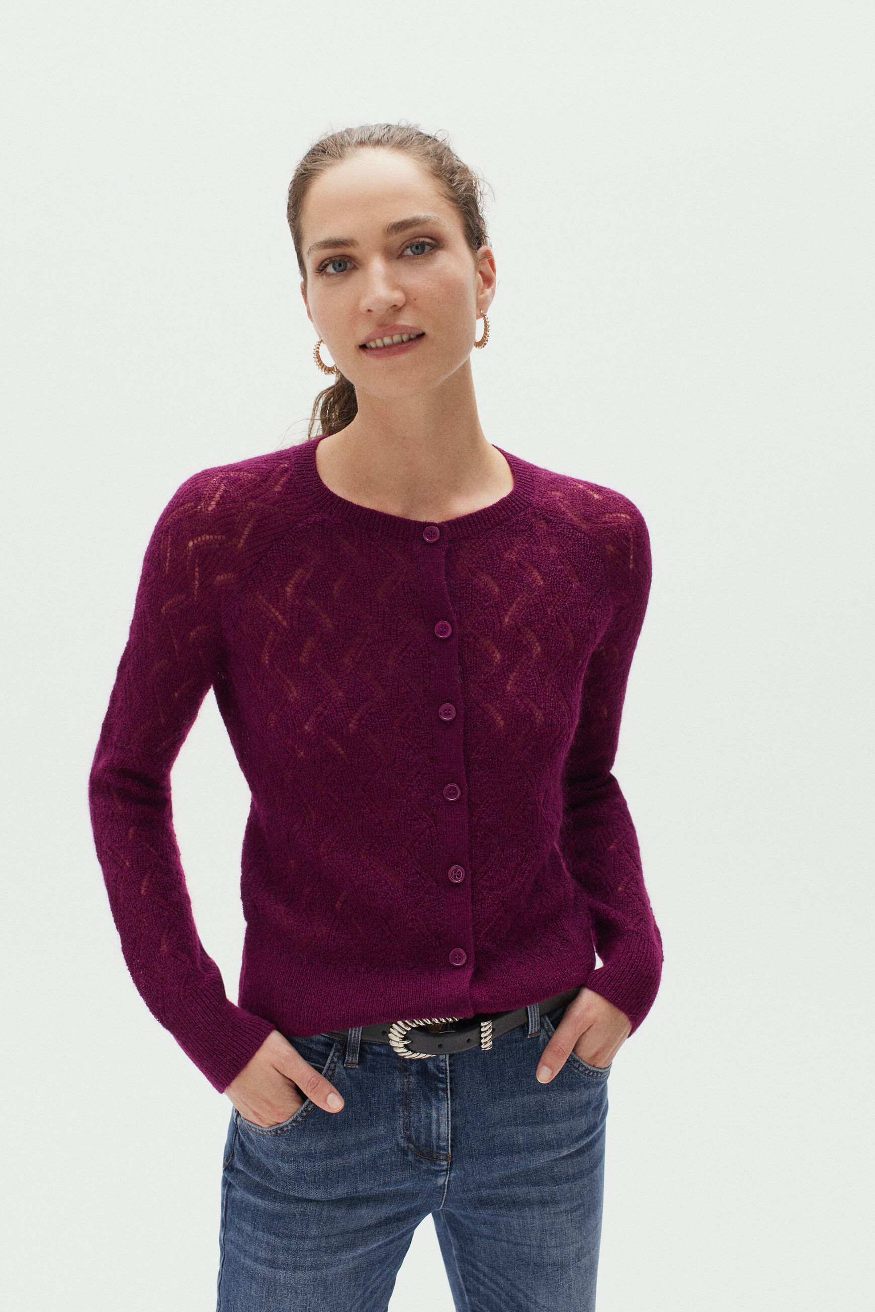 gilet micha prune femme