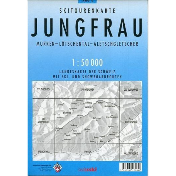 Swisstopo 1 : 50 000 Jungfrau Skitourenkarte - Wanderkarte