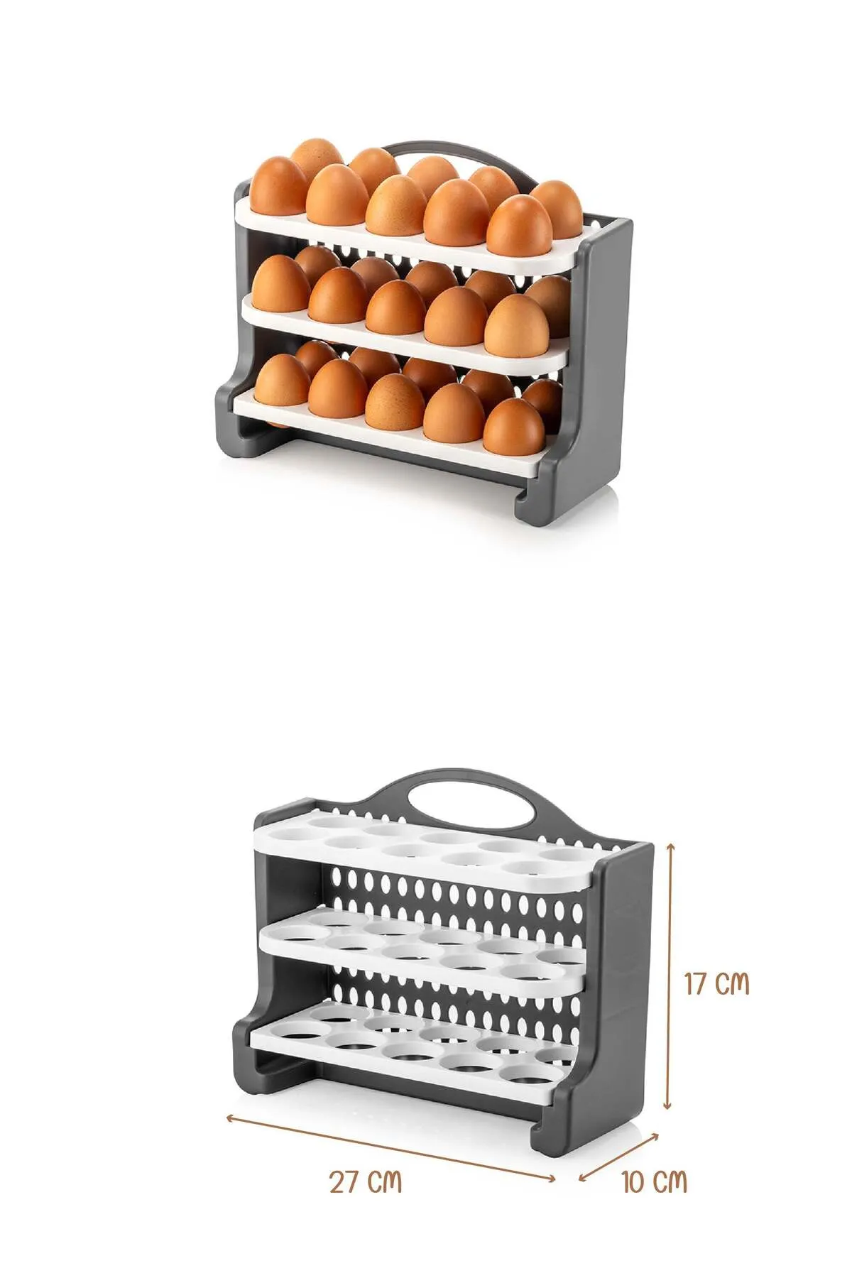 Viwares  30-Fach-Eierregal Kunststoff Eier-Organizer, 3-Lagiges Eierfach