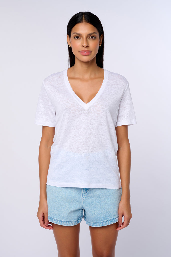 T-shirt V en lin Ima