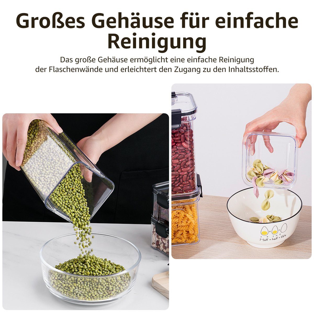 MULISOFT Vorratsdose, (460ml 900ml 1300ml 1800ml wählbar, 1-tlg., Frischhaltedosen BPA frei), Kunststoff Gewürzdosen Luftdicht Aufbewahrungsdosen Set