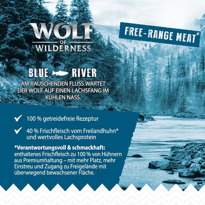 Wolf of Wilderness Adult 'Blue River' - Freilandhuhn & Lachs