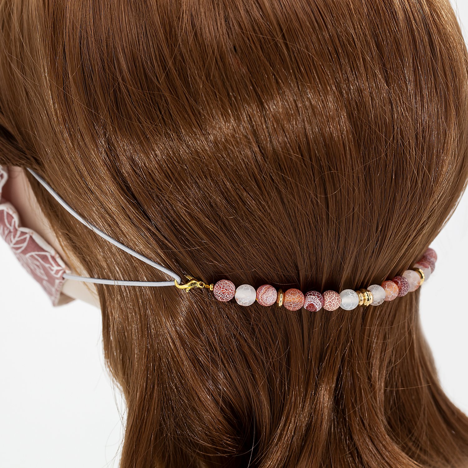 Natursteinperlen, rosa, 8 mm Ø, 35 Teile