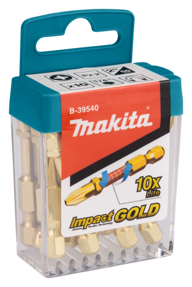 Biți de șurubelniță cu impact Makita Accessories B-39540 XTT Impact Gold PZ2 x 50 mm, 10 bucăți