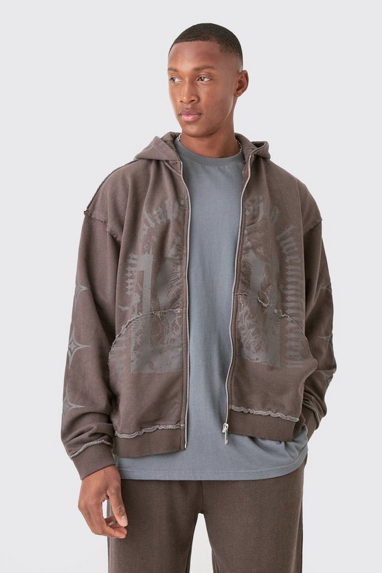 Kastiger Oversize Trainingsanzug mit rohem Saum