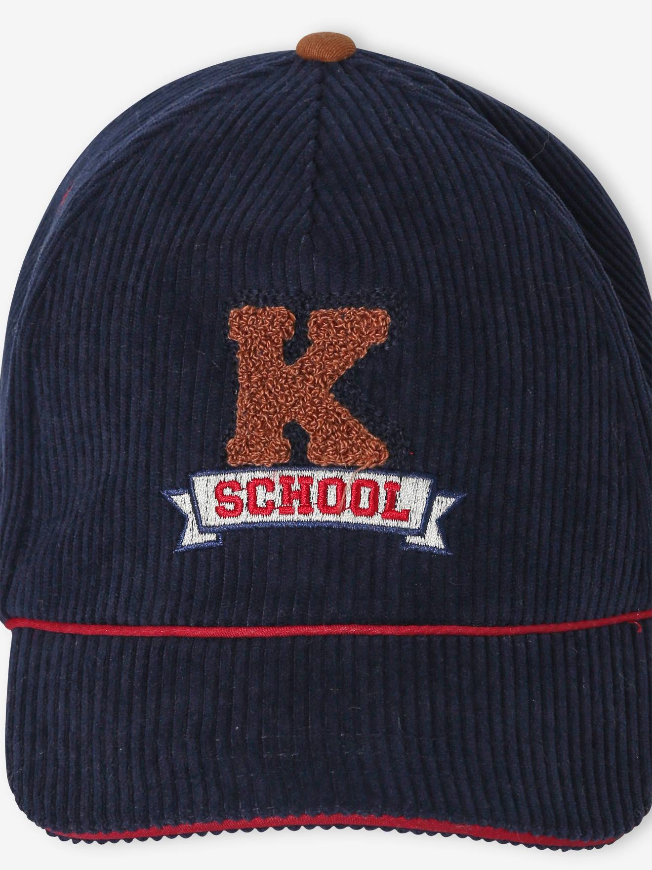 Casquette chaude en velours garçon marine