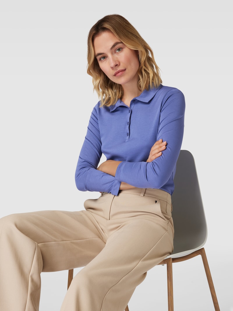 Longsleeve mit Polokragen in rauchblau