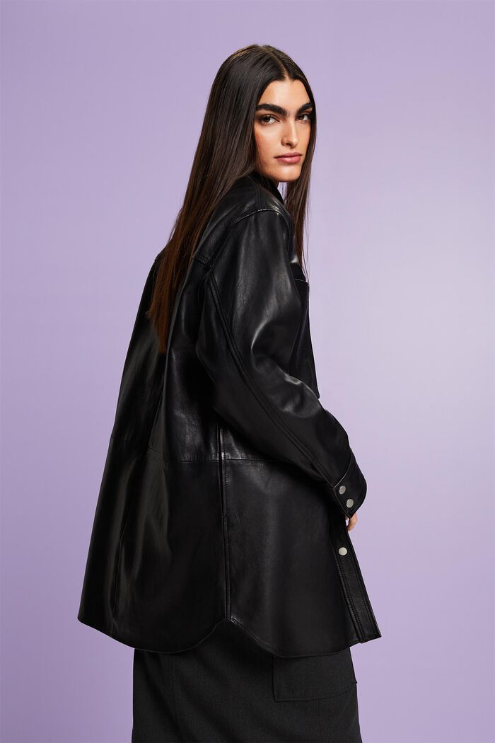 Oversize-Hemdjacke aus Leder