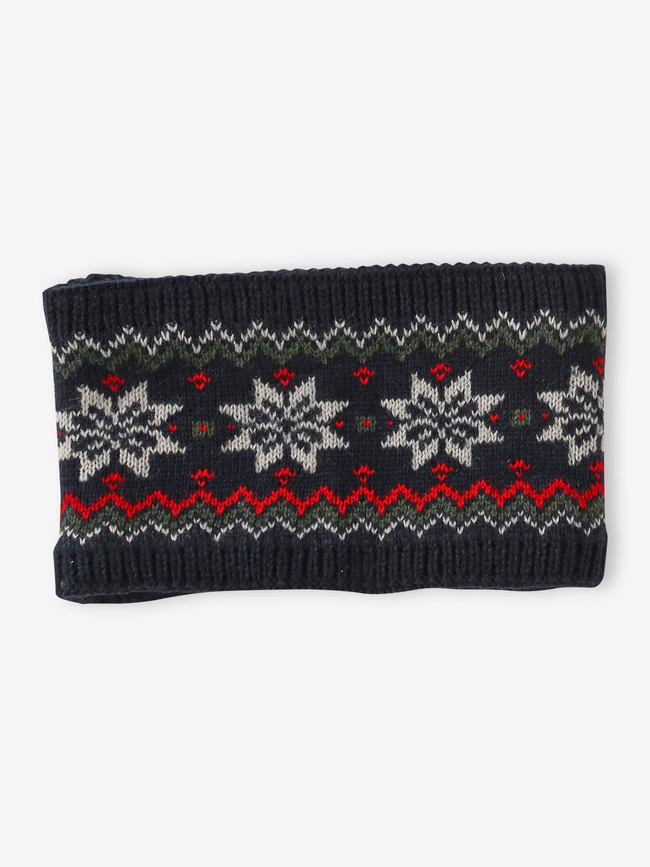 Vertbaudet Jungen Weihnachts-Geschenkset: Mütze, Handschuhe & Rundschal - marine
