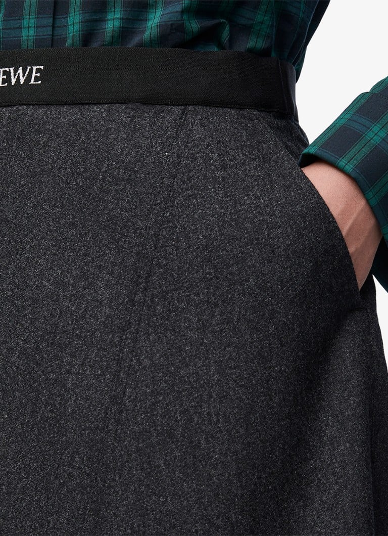 Jupe midi LOEWE en cachemire mélangé avec bande logotypée et poches latérales