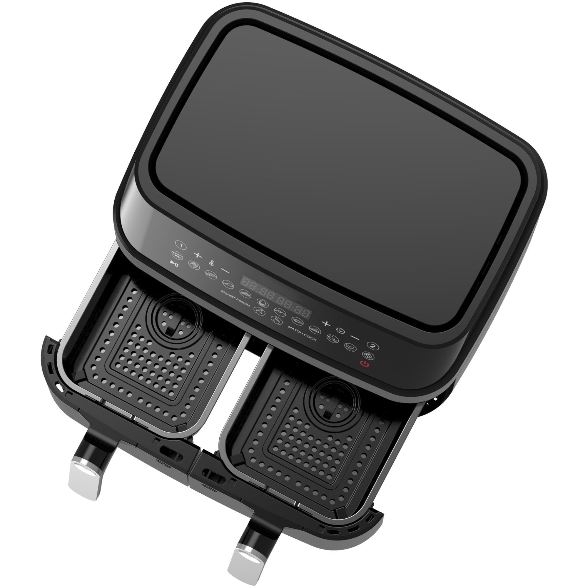 TurboTronic by Z-Line Heißluftfritteuse XXL Doppelkammer 2x 4,5 Liter, 50°C - 200°C, Power, dual, Camping, 3200 W, 12 Programme Fritteuse ohne Fett, digitaler doppel Airfryer Fettfrei