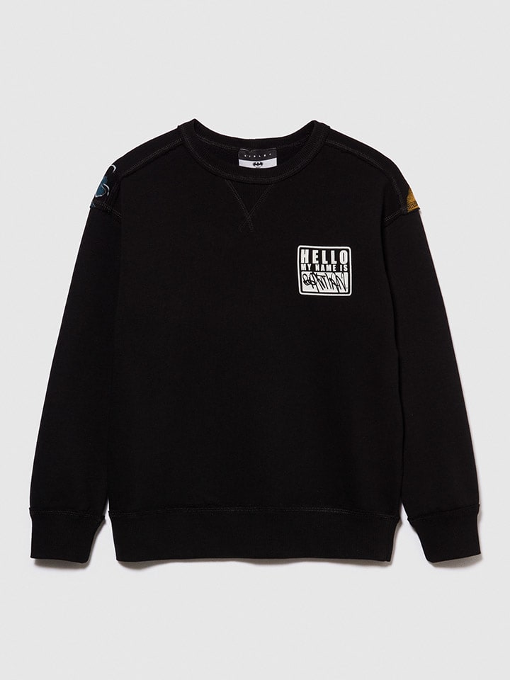 Sisley Sweatshirt in Schwarz/ Bunt günstig kaufen