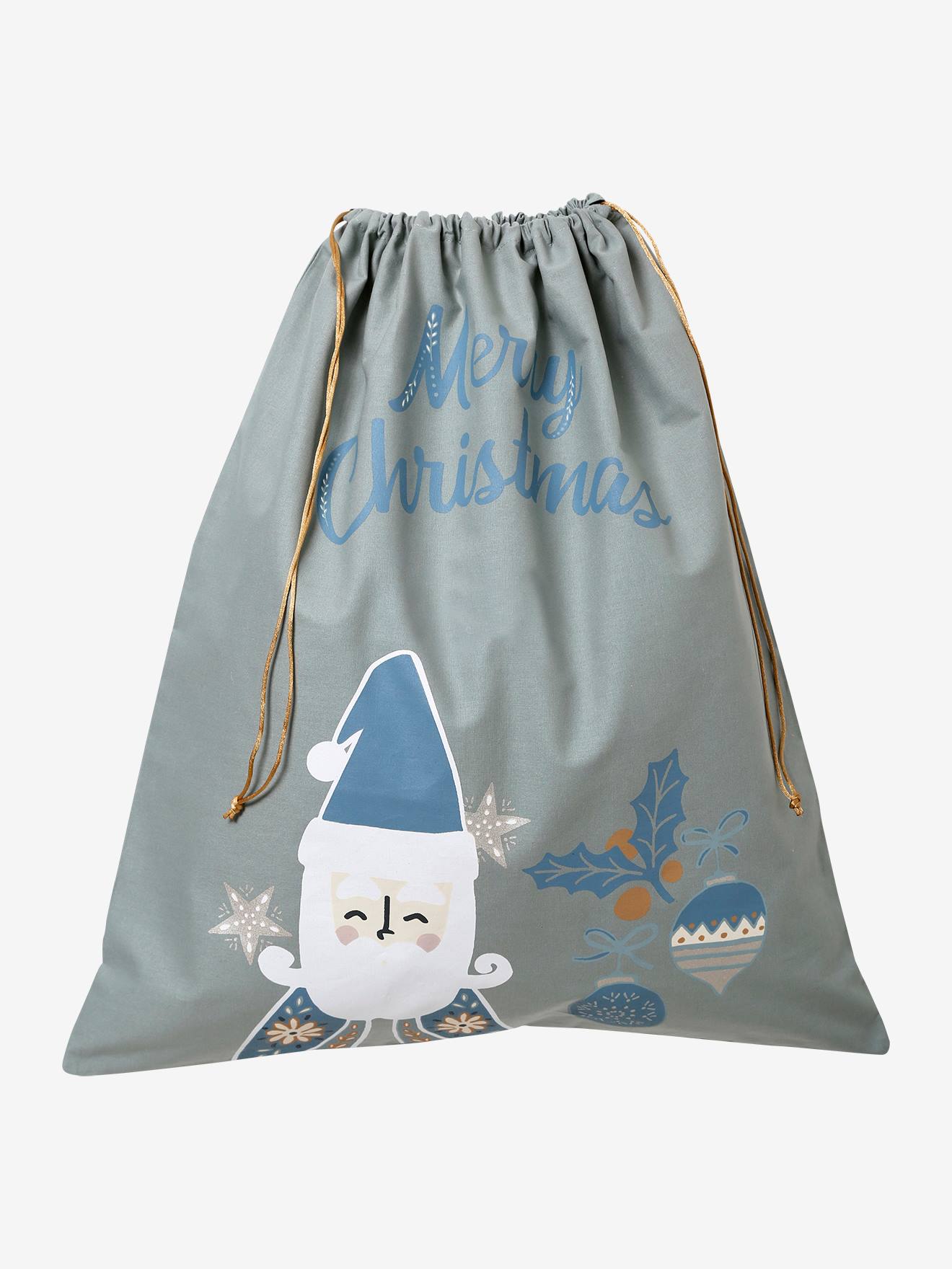 Sac à jouets Père Noël scandinave vert / bleu