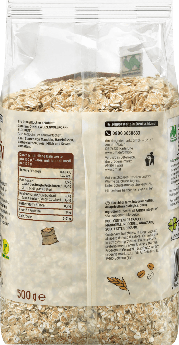 Dinkelflocken, Feinblatt, 500 g
