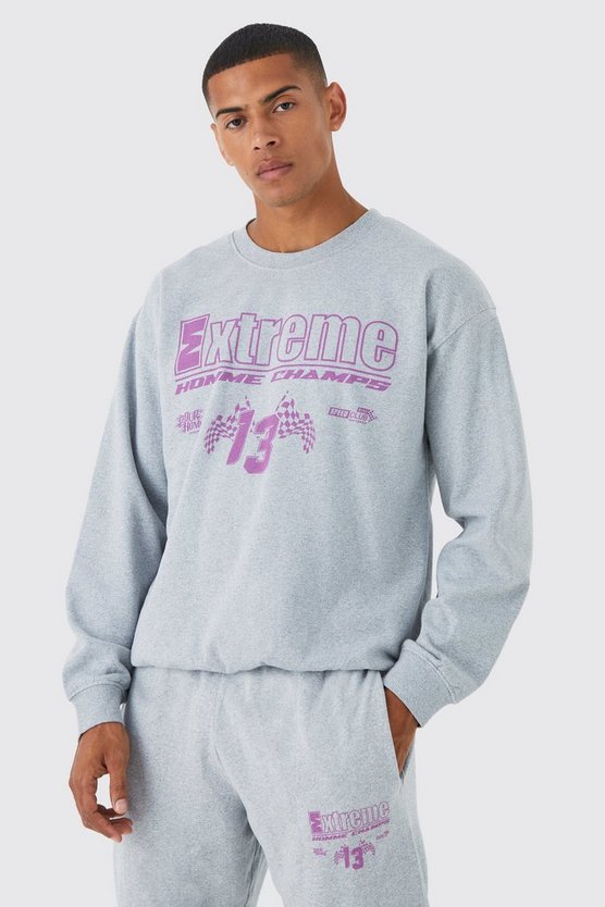 Oversize Sweatshirt-Trainingsanzug mit Moto Racing Print