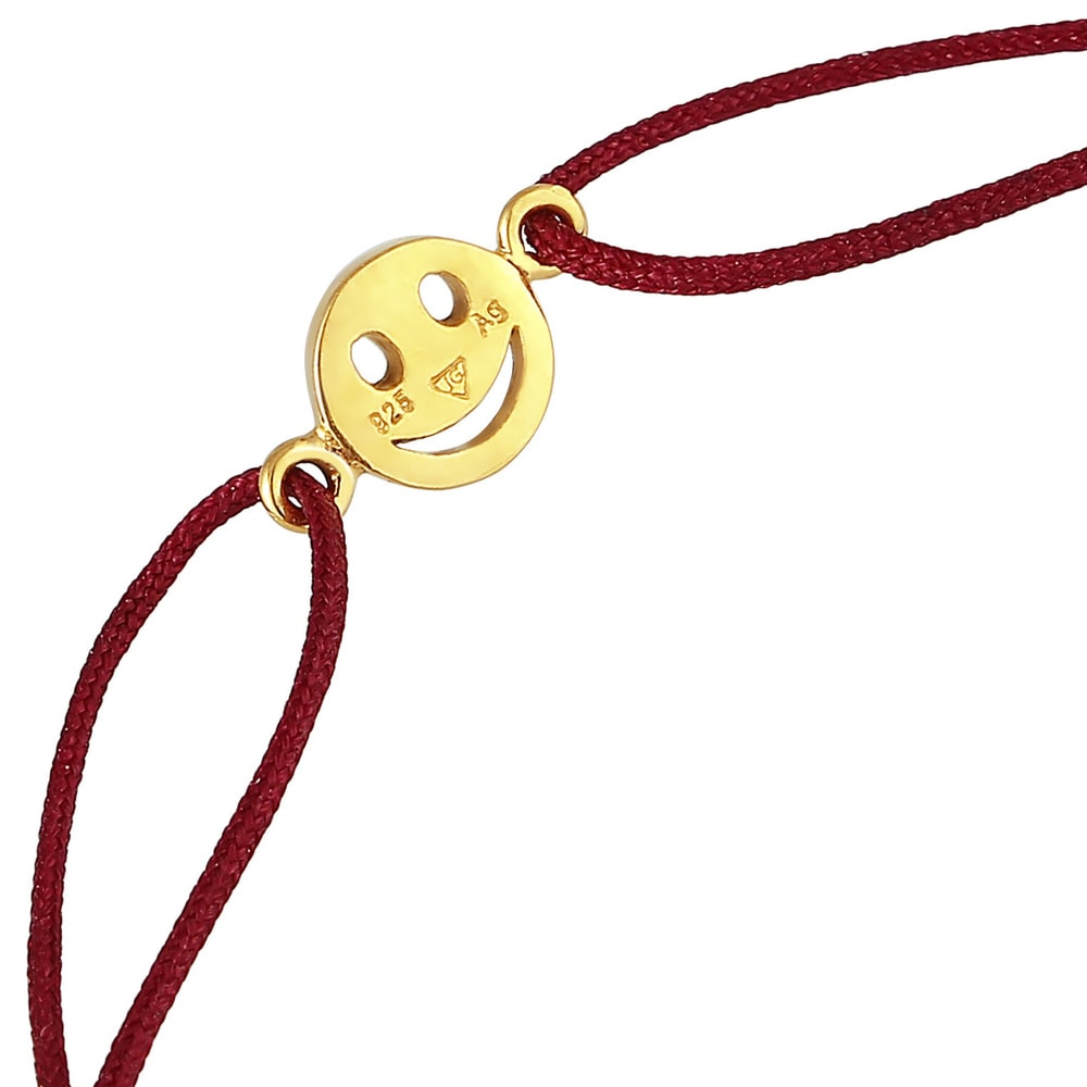 Elli Elli Bracelet Femmes symbole emoji avec nylon rouge en argent sterling 925 plaqué Bracelet