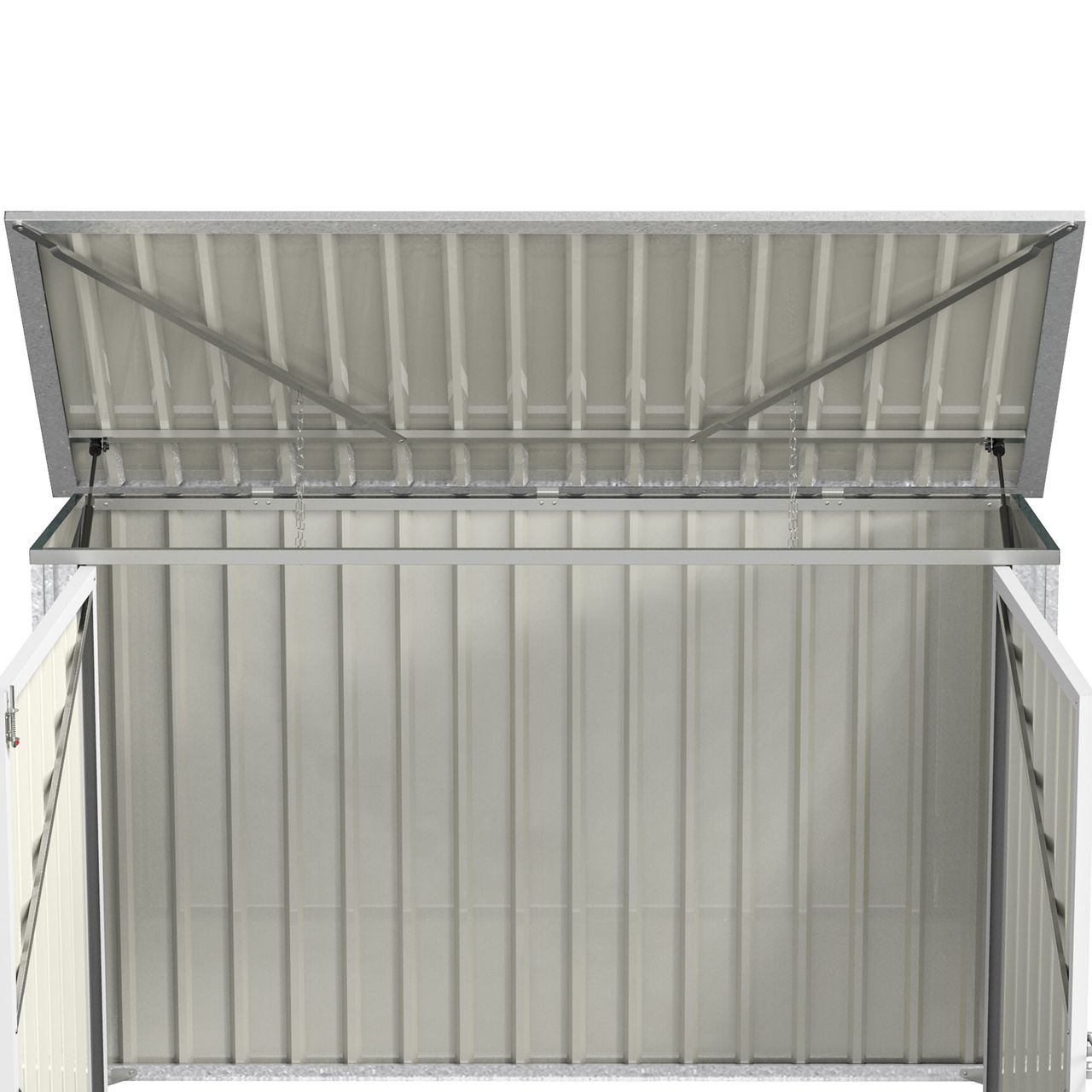 Outsunny Mülltonnenbox Gerätebox Müllbox Storer für 2 Mülltonnen abschließbar Stahl Grün 178,5 x 104,5 x 128,5/113 cm