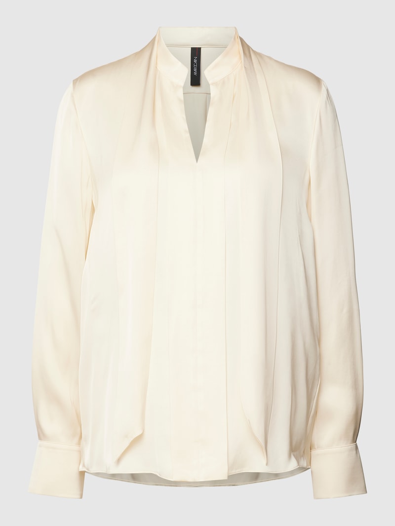 Bluse aus reiner Viskose mit Halstuch in offwhite
