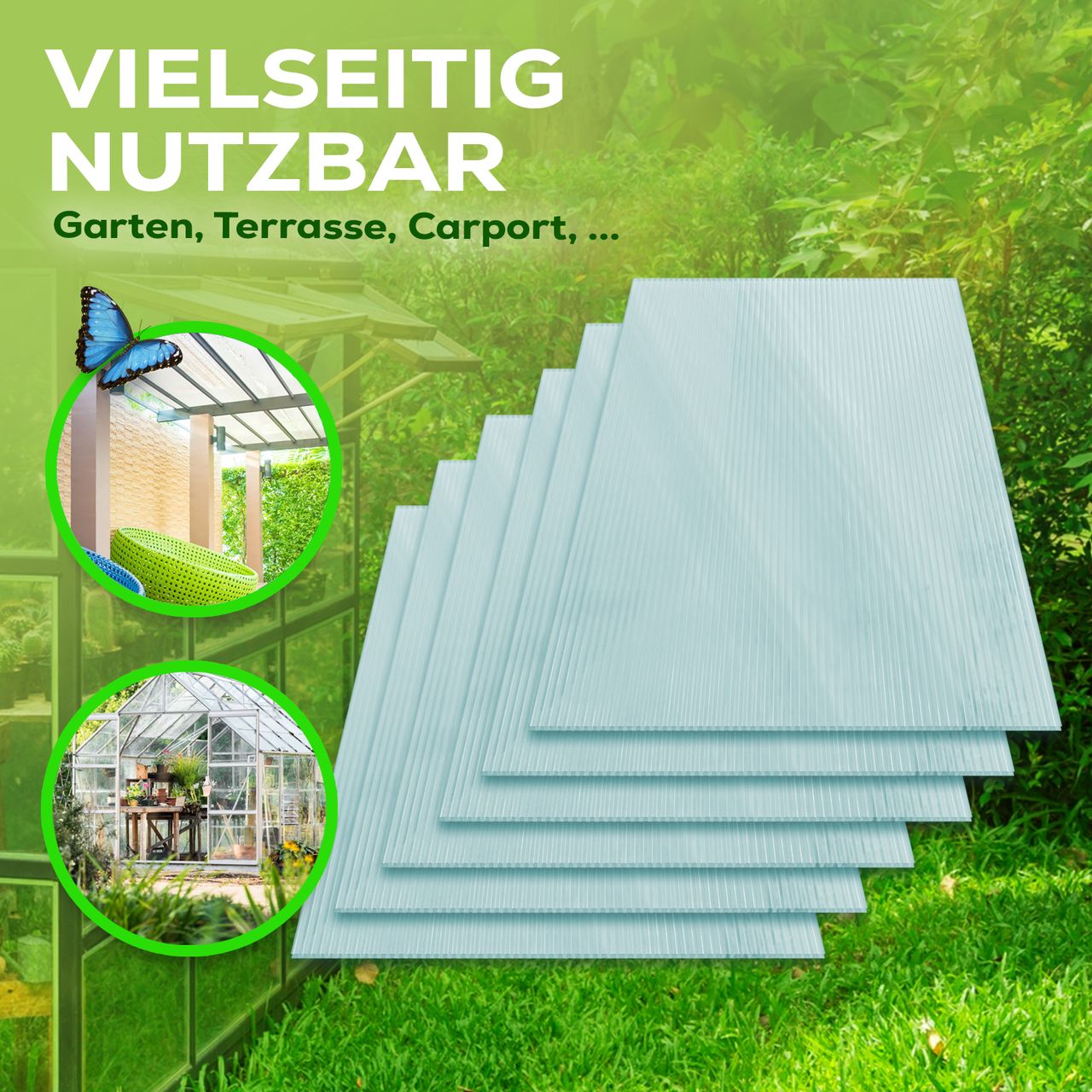TroniTechnik GARMIO® 14x Hohlkammerstegplatten ACRI 6mm 10,25 m² Doppelstegplatte 121x60,5 cm