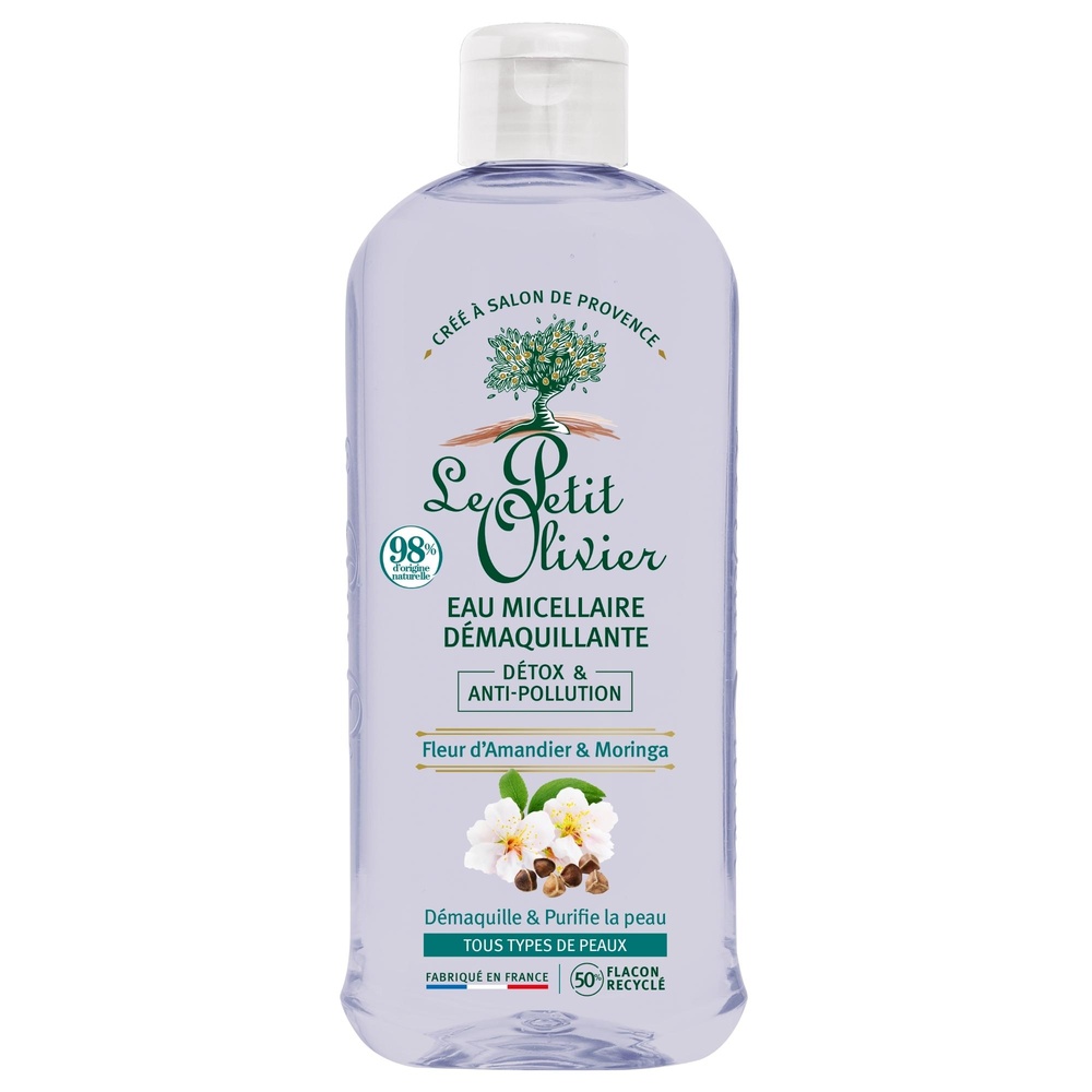 le petit olivier Eau Micellaire Démaquillante Détox & Anti-Pollution Fleur d'Amandier & Moringa Eau Micellaire - Tous Types de Peaux