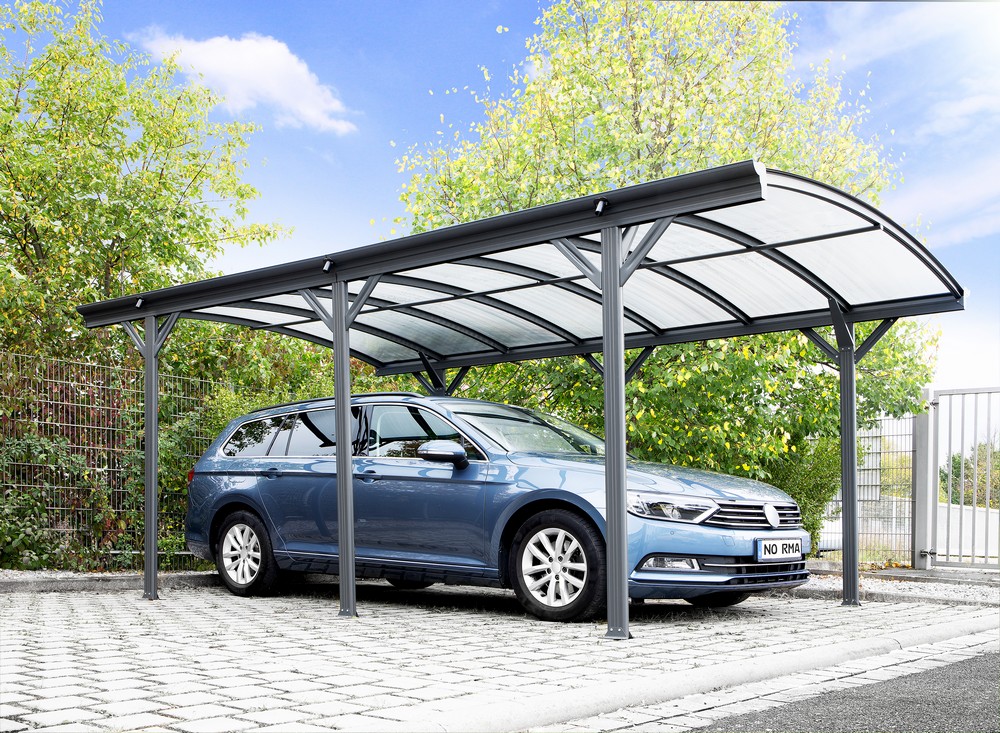 Powertec Garden Design Carport, Autoüberdachung Garage Unterstand - Anthrazit ca. 505 x 300 x 192/219cm