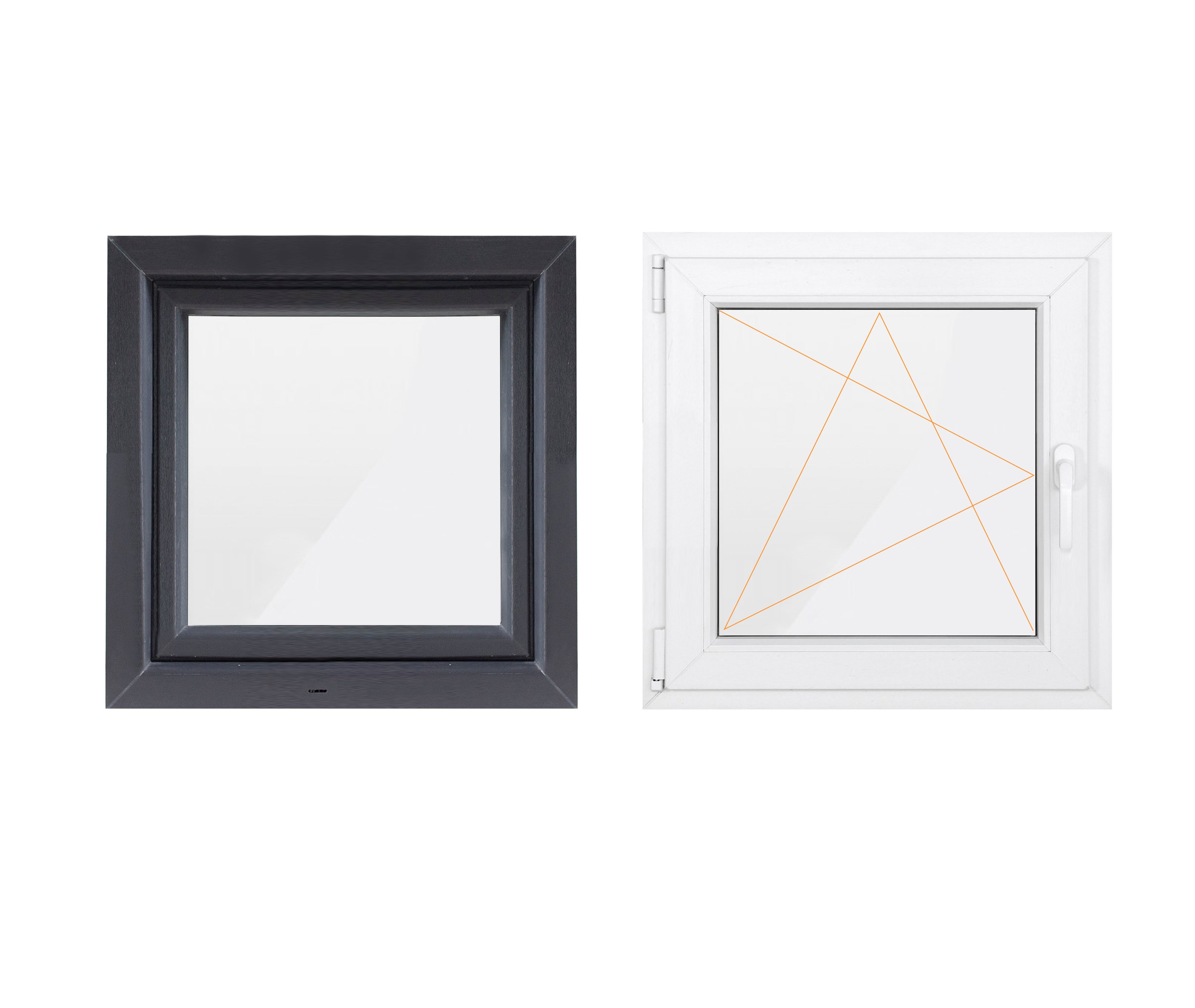 SN DECO GROUP Kellerfenster 1 Flügel, 600x600, außen anthrazit/innen weiß, 70 mm Profil, (Set), RC2 Sicherheitsbeschlag, Hochwertiges 5-Kammer-Profil