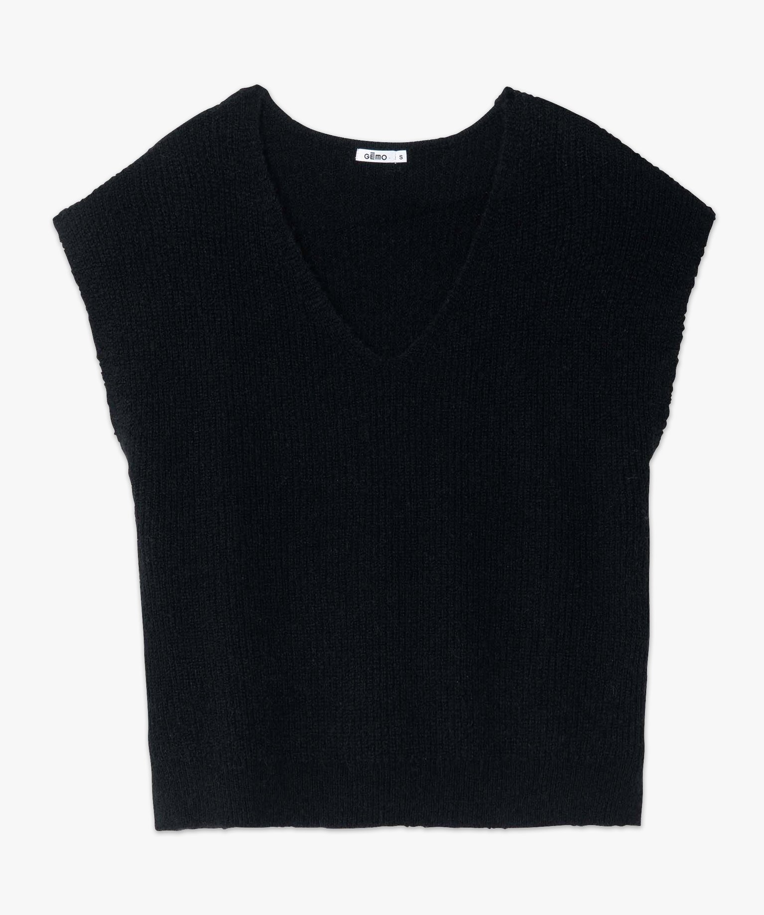 Pull femme sans manches avec col V noir | GEMO