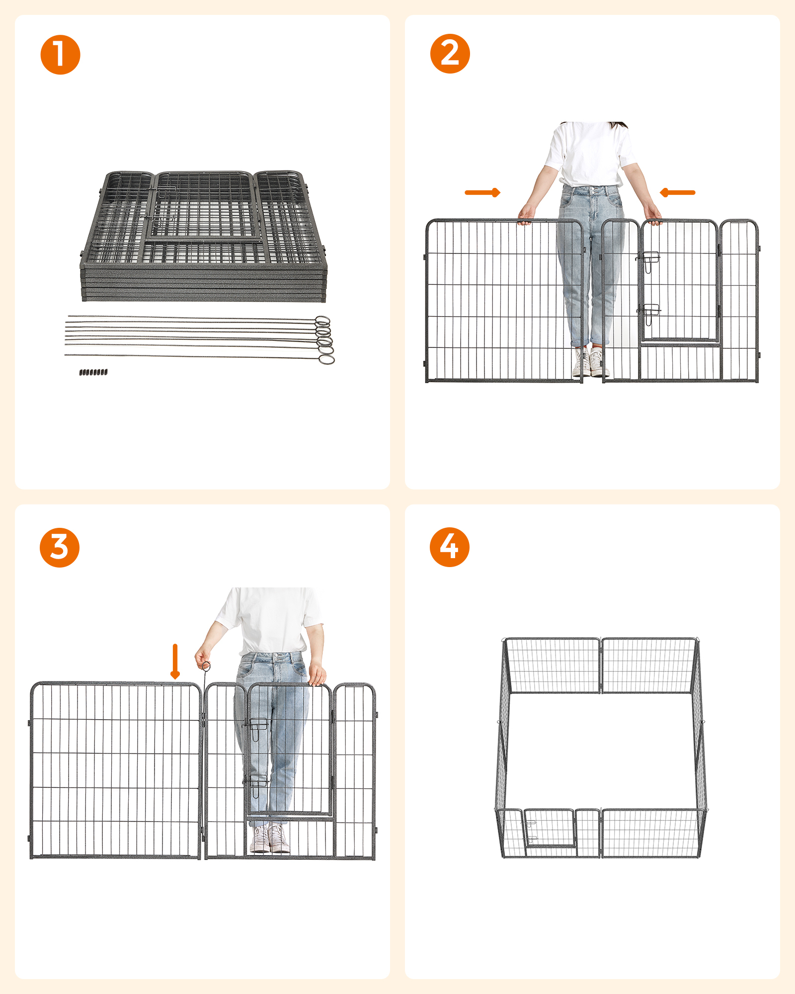 FEANDREA Erziehungshilfen FEANDREA L-XXL Hundezaun 8 Platten transportabel grau 1,6 m, 1,6 m, 80 cm