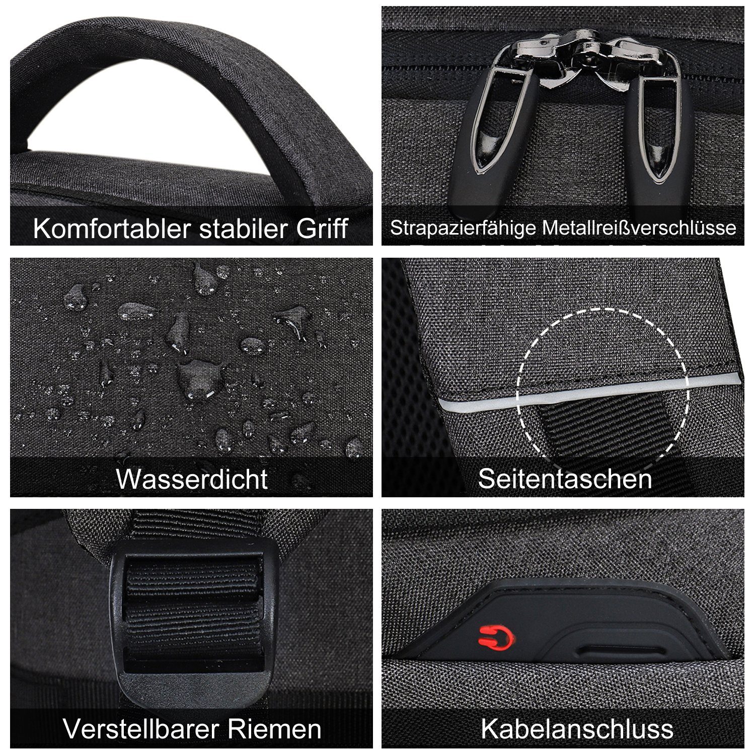 OSTWOLKE Laptoprucksack Laptop Rucksack Arbeit Reisen Wandern Schulrucksack Laptoptasche, mit Lptopfach, mit USB-Ladeanschluss