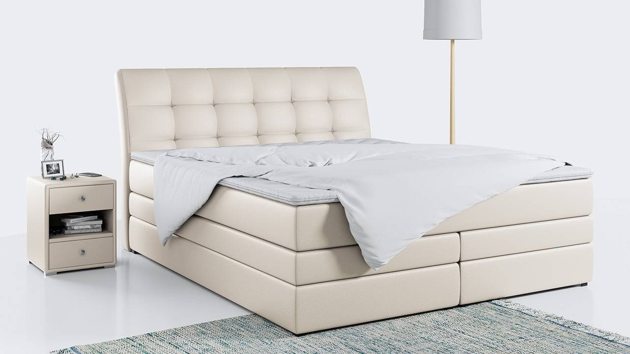 MKS MÖBEL Boxspringbett GOLD 10 KING, Polsterbett mit Bettkasten und Zwei Matratzen - Stauraumbett