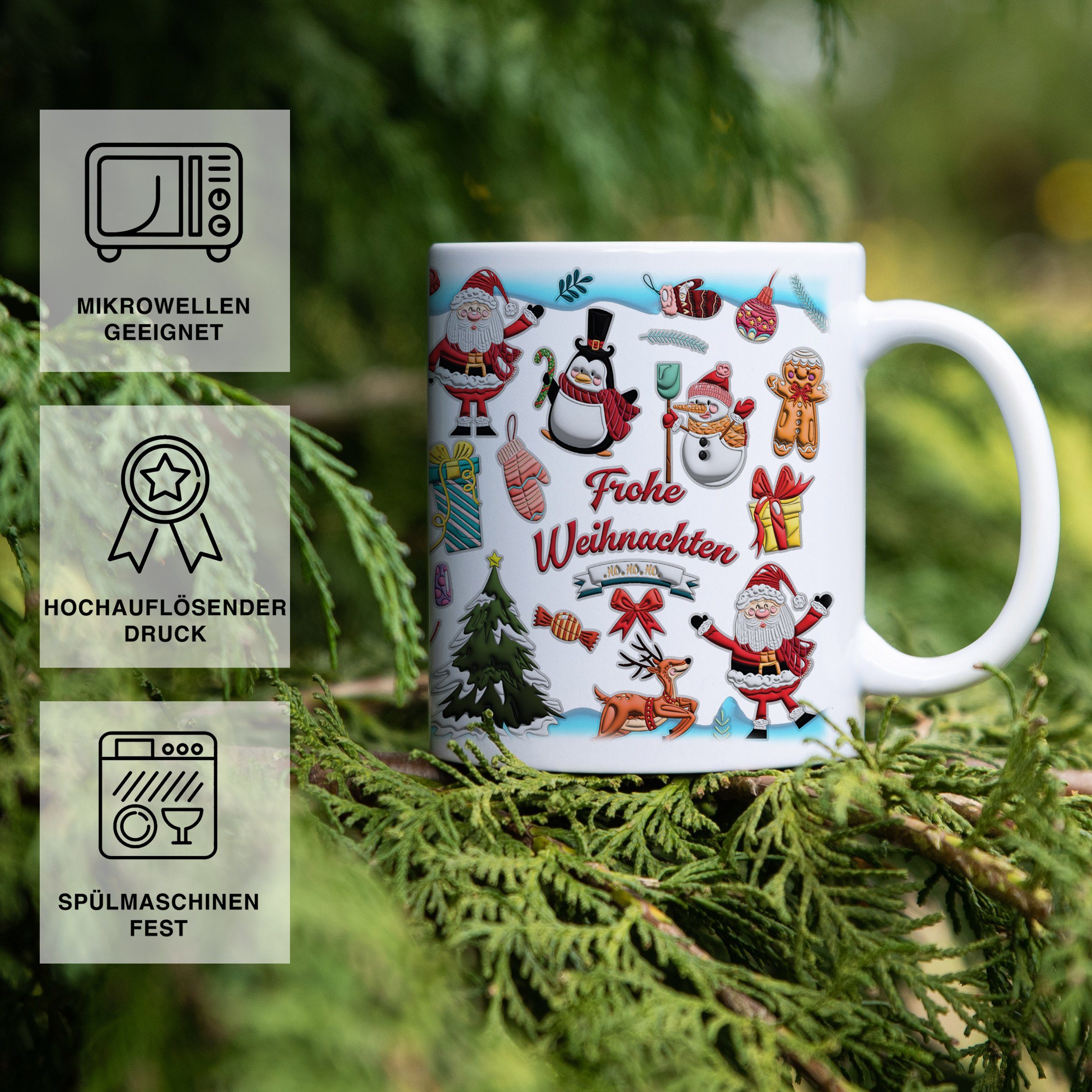 Giftandprint Tasse Weihnachtsdeko Weihnachten, Deko, Kaffeetassen Weihnachtsgeschenke, beidseitig, Spülmaschinen-/Mikrowellengeeignet, mit Geschenkbox