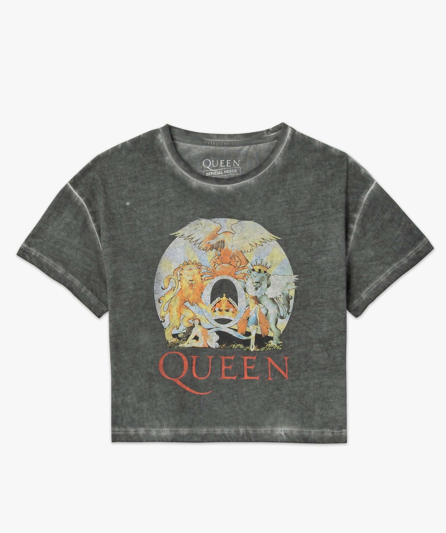 Tee-shirt femme ample et court à motif - Queen gris | GEMO