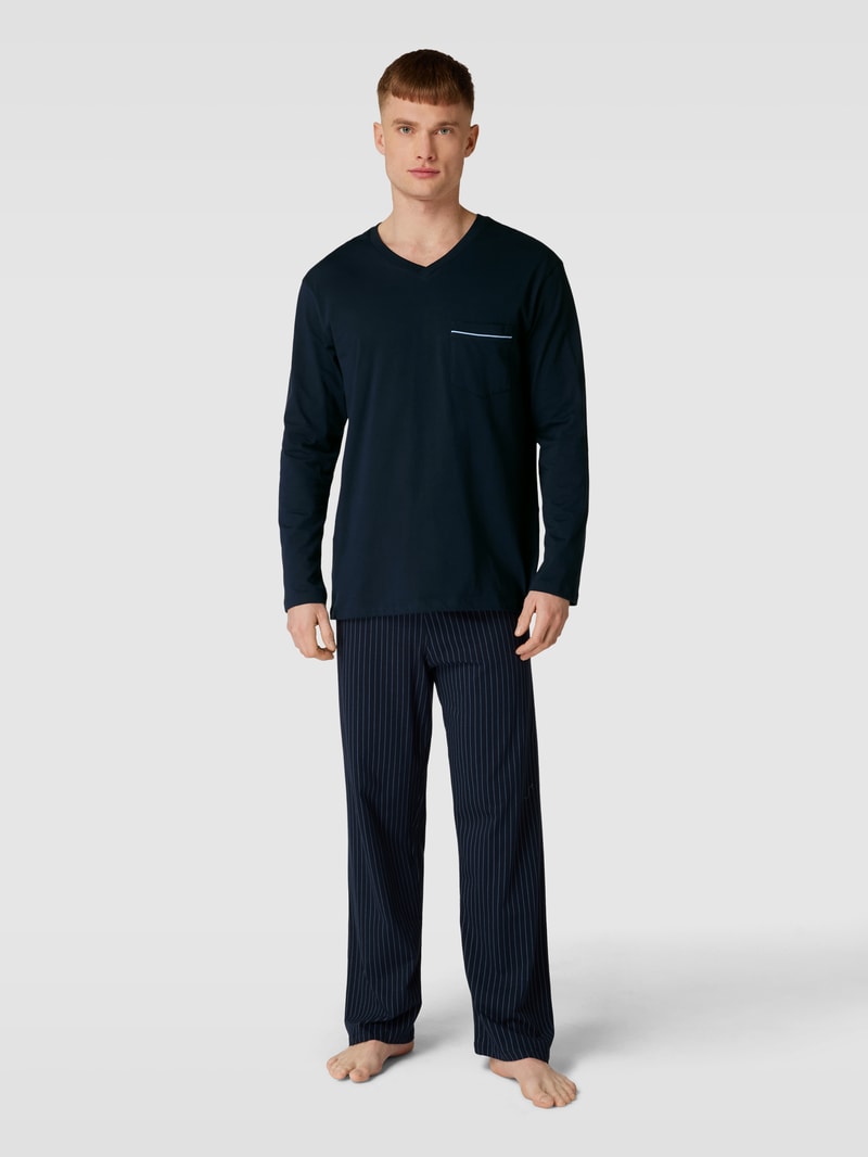 Pyjama mit Streifenmuster in dunkelblau