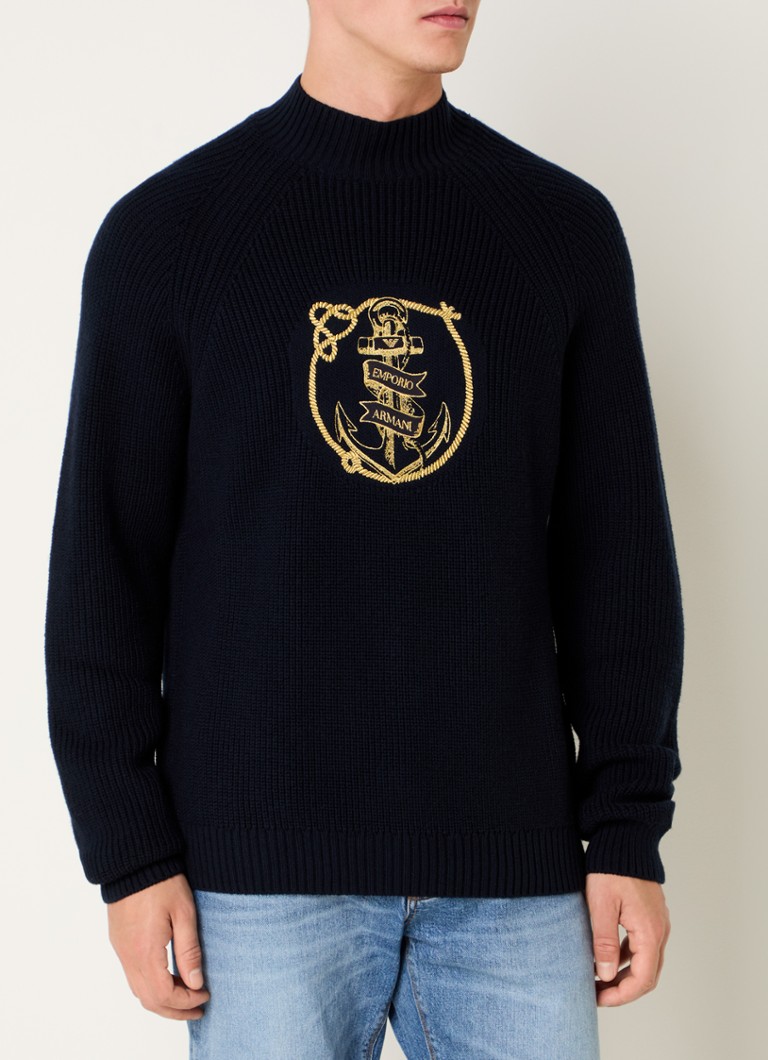 Emporio Armani Fine-knit sweater with logo embroidery