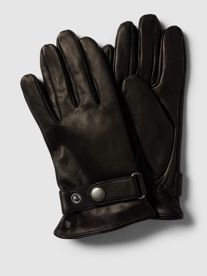Handschuhe aus Leder mit Label-Detail in schwarz