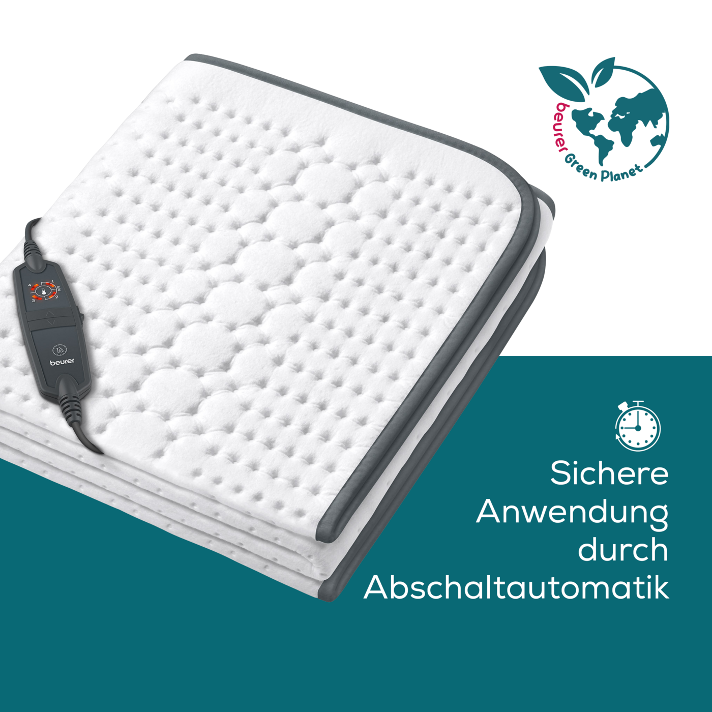 Beurer Wärmeunterbett UB 60 Green Planet-Wärmeunterbett aus der Green Planet Reihe mit 4 Temperaturstufen und Rückschaltautomatik