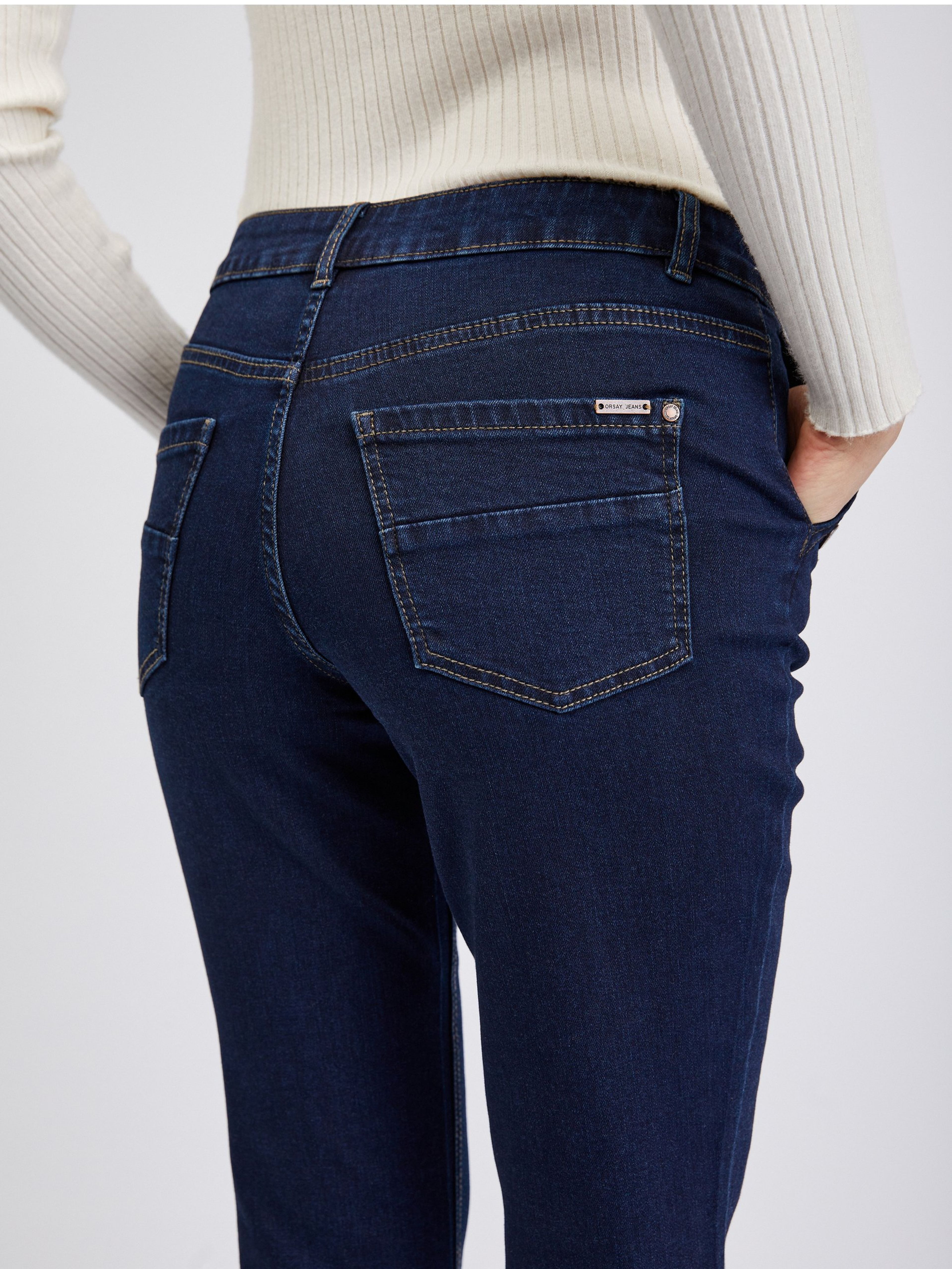 Dunkelblaue Damenjeans in gerader Passform ORSAY