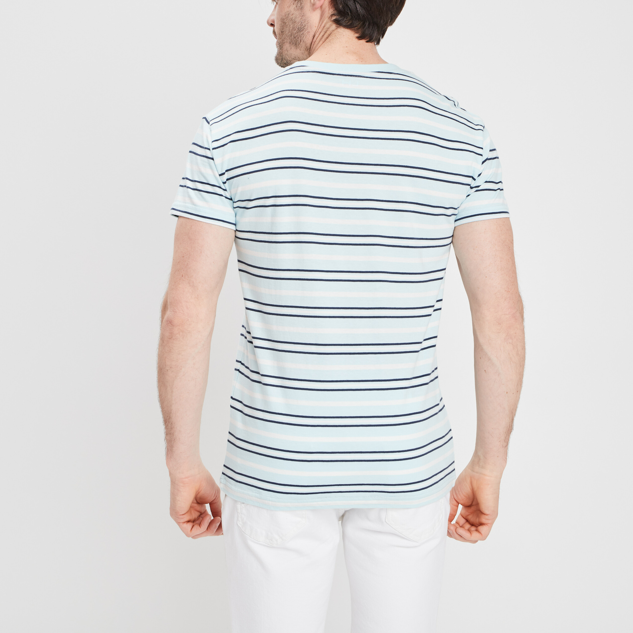 T-shirt manches courtes bleu turquoise homme | La Halle