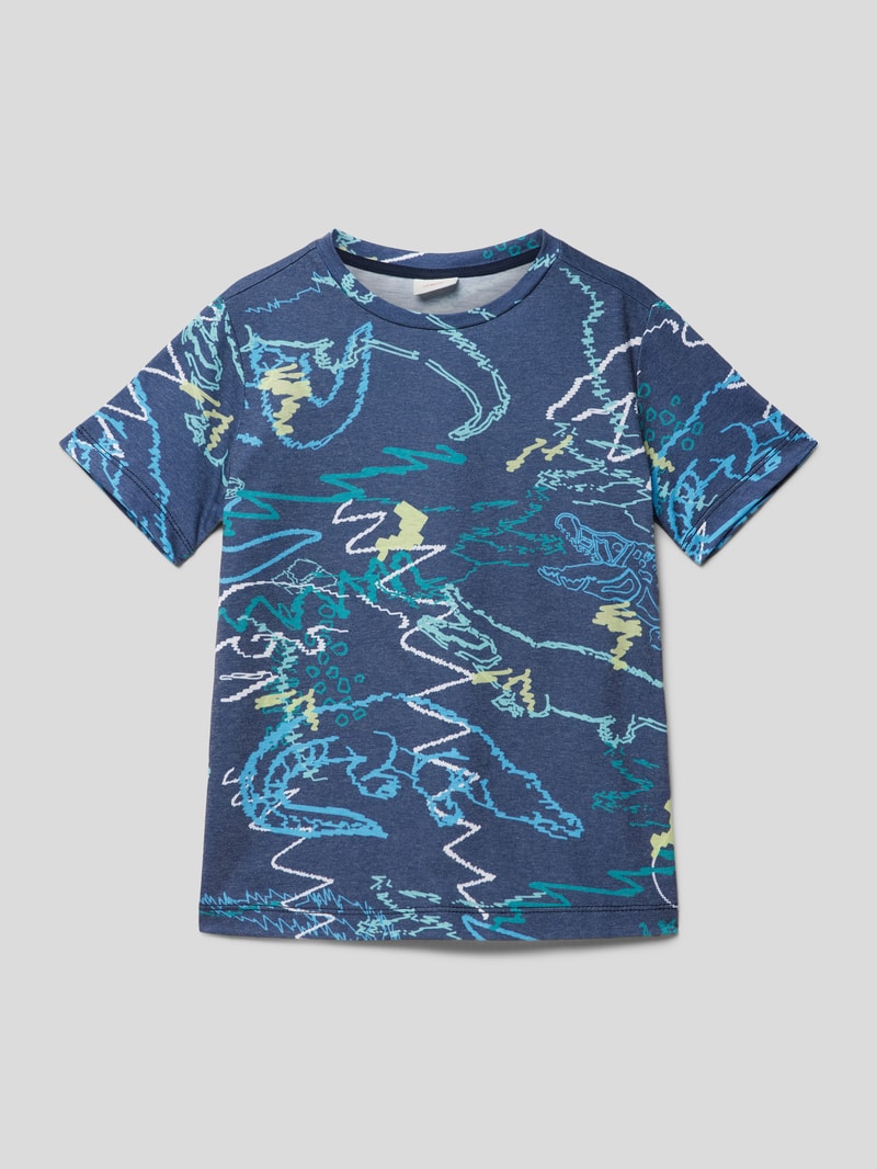 T-Shirt mit Allover-Print in marineblau