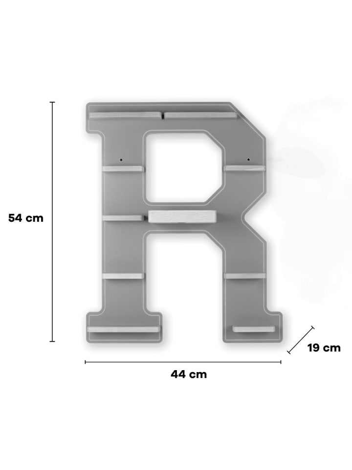 BOARTI Holz Regal Buchstabe R für Toniebox Tonies Figuren in Grau günstig kaufen onesize