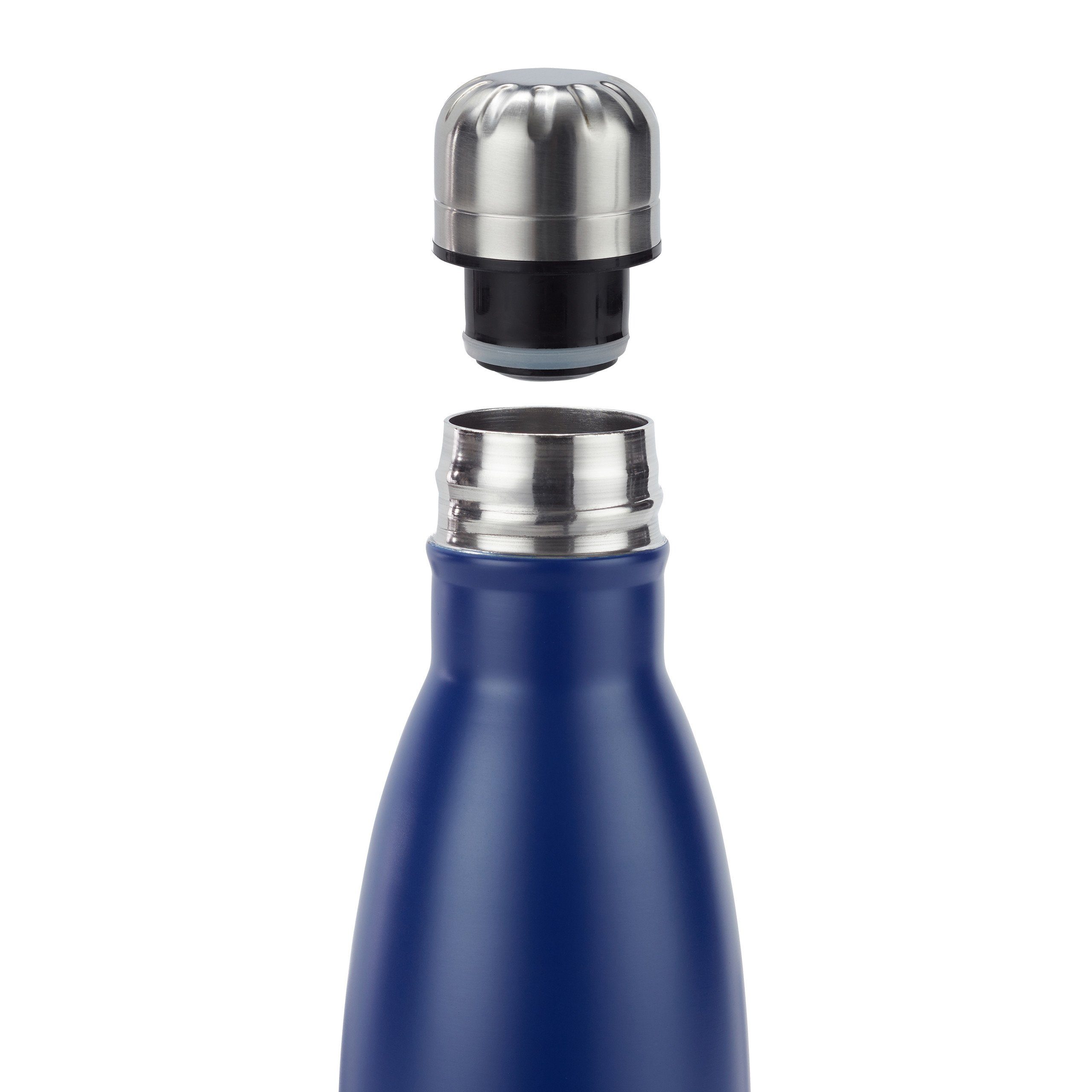 relaxdays Isolierflasche Trinkflasche Edelstahl, Dunkelblau