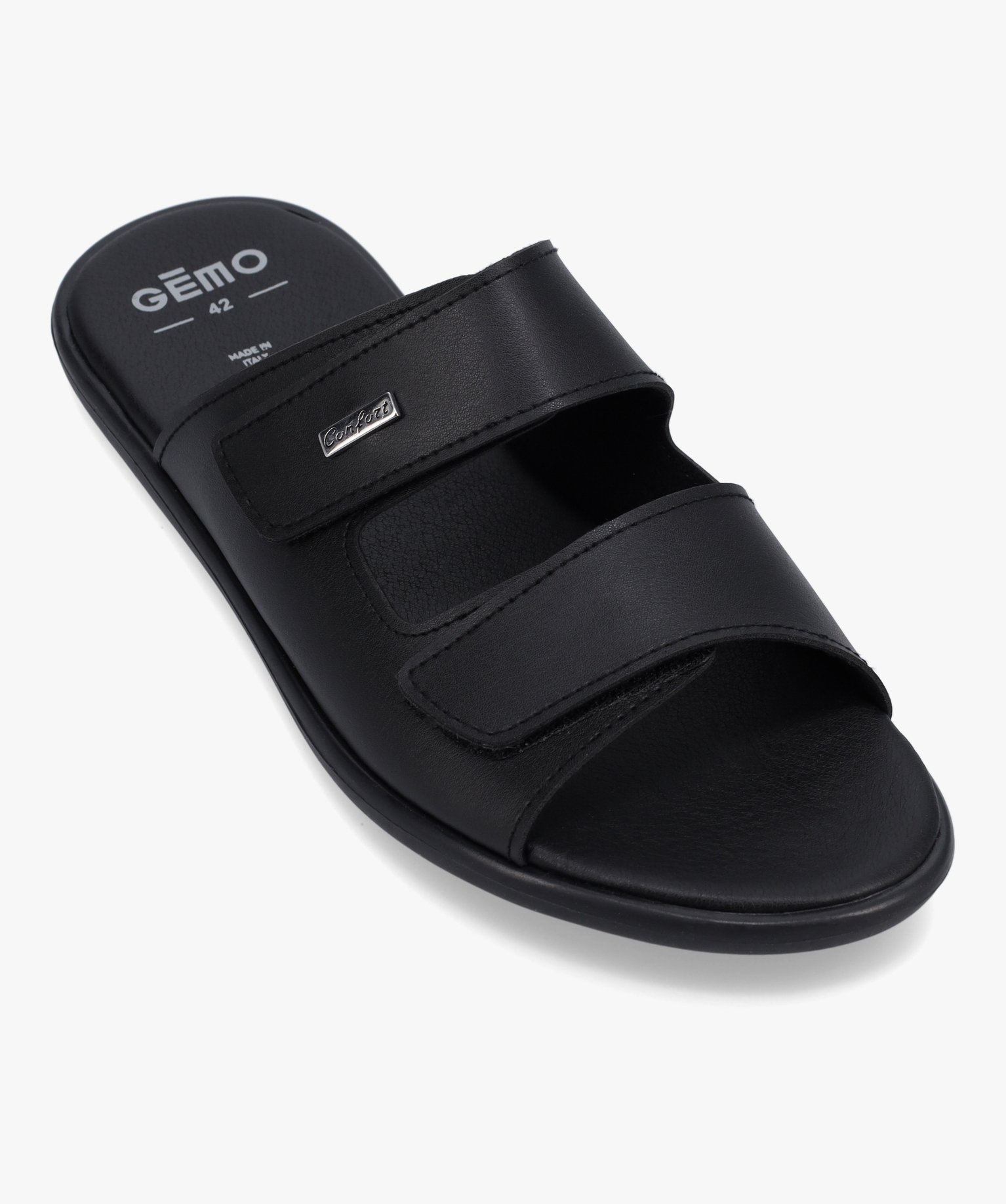Mules homme confort à brides scratch unies noir | GEMO