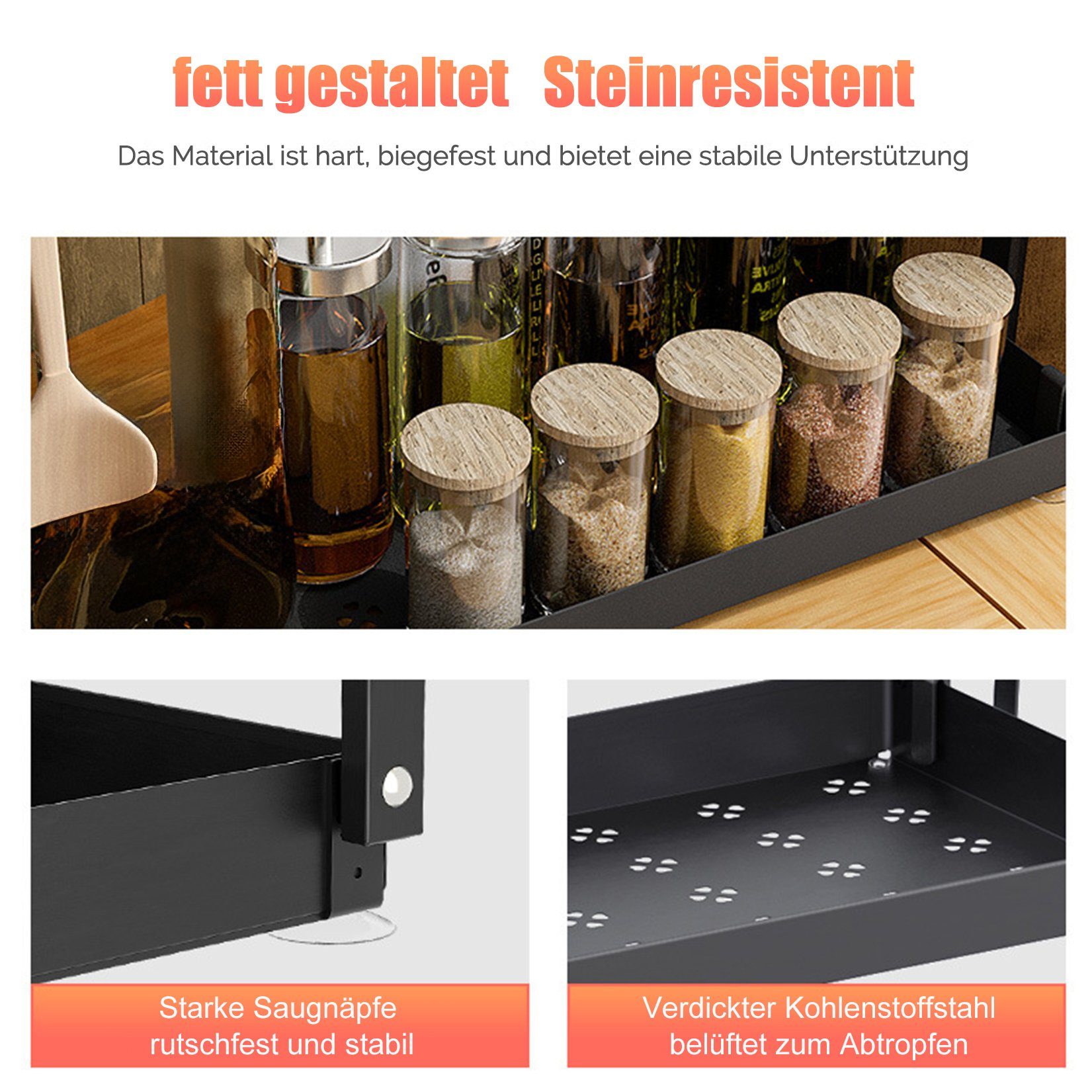 GREELUE Gewürzständer Multifunktional Gewürzregal Stehend,2 Etagen Rostfrei Gewürzständer, Küchenregal Arbeitsplatte Organizer für Arbeitsplatte Aufbewahrung