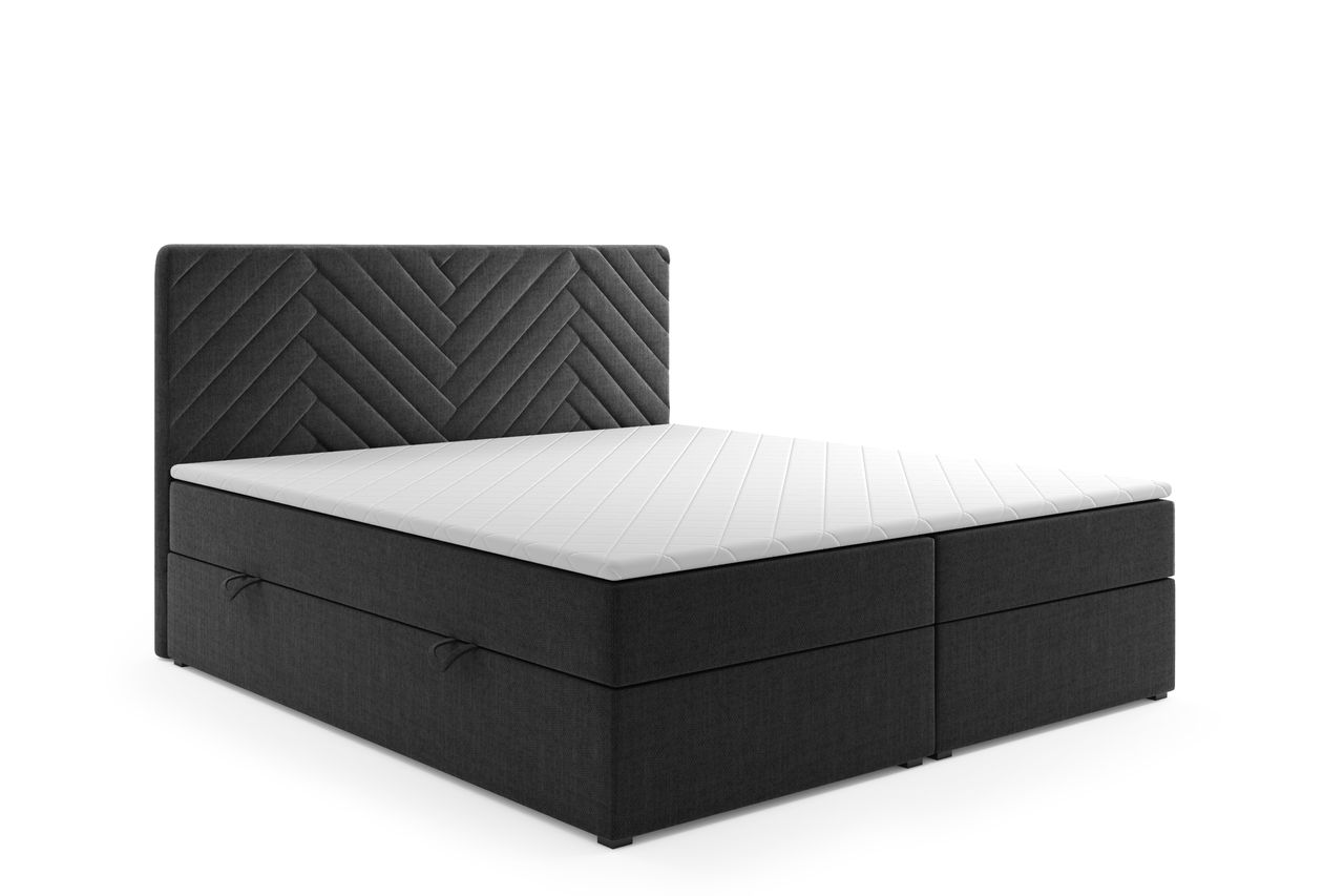 Möbel Punkt Boxspringbett MALIBU mit Bettkasten 180 x 200 cm Webstoff Schwarz Bett Bettkasten Hotelbett