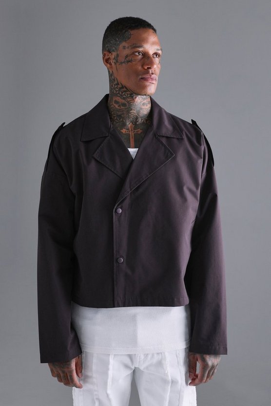 Kastige Twill-Regenjacke