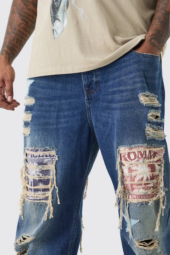 Plus lockere Schlagjeans mit Applikation
