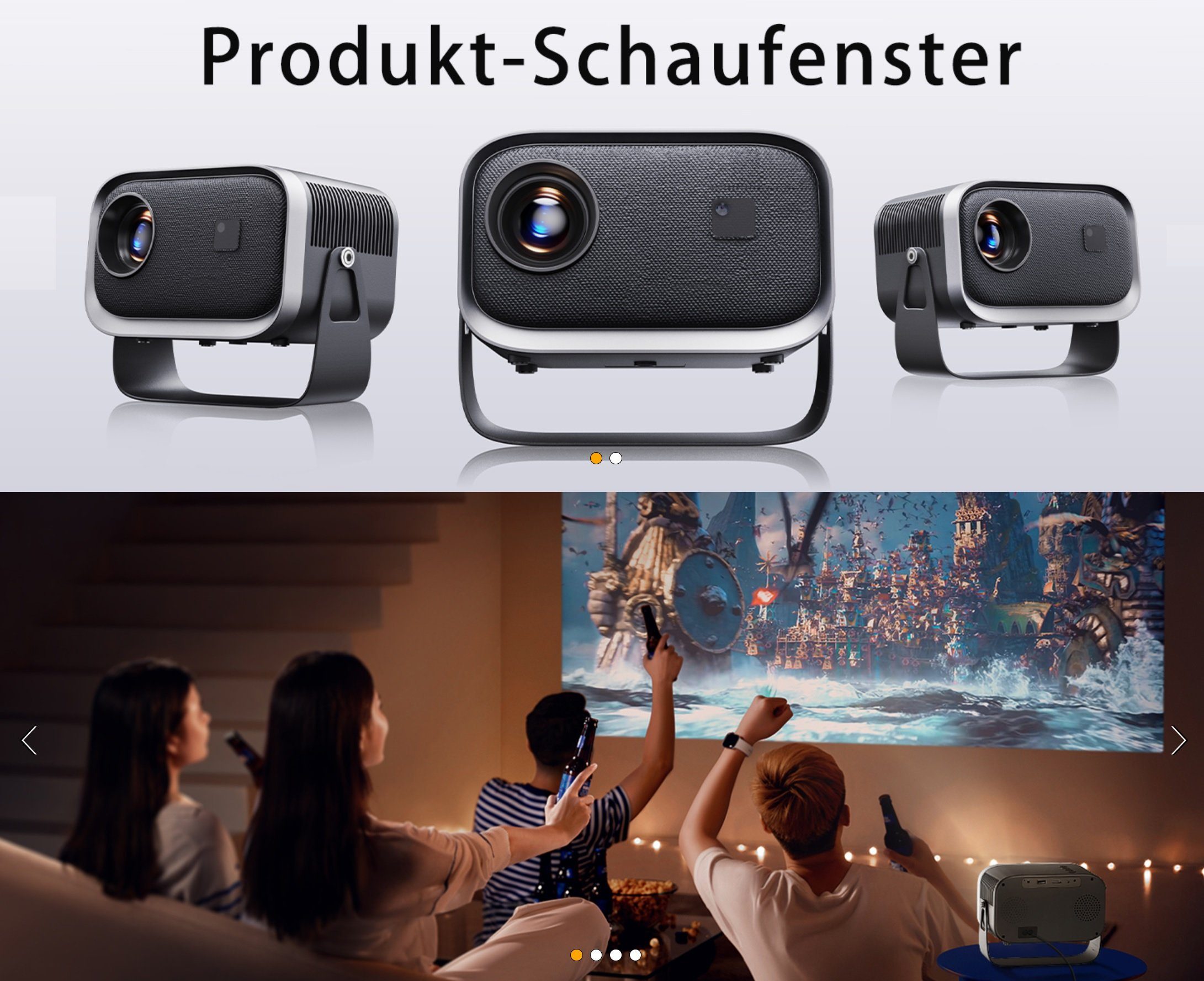 JUNG Mini Tragbarer Beamer Trapezkorrektur 4K 200 ANSI Smart Projektor WiFi Mini-Beamer (12000:1, 1920 x 1080 px, 4k Heim Kino Full HD Smart Heimkino Bluetooth Tragbar Mobil Minibeamer)